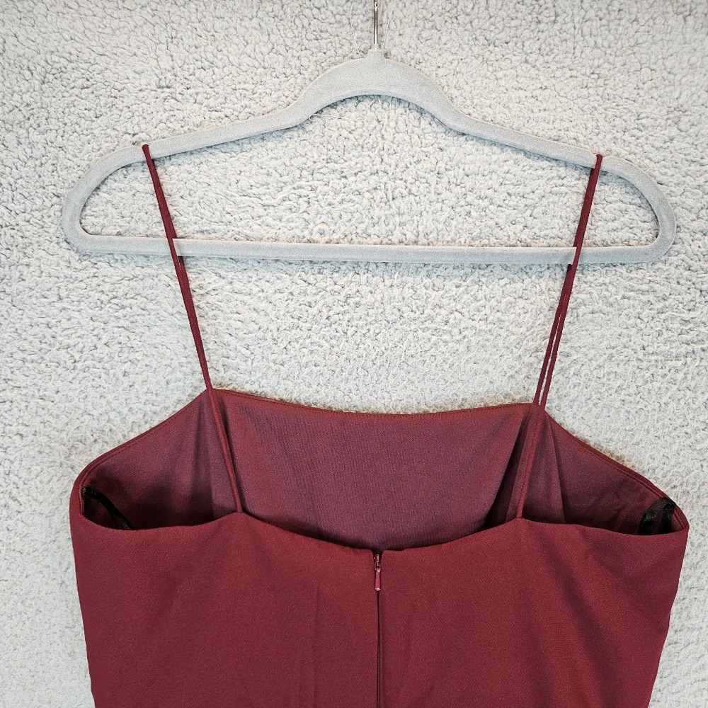 After Six Gown Womens Sz 12 Cabernet Spagetti Straps Pockets Lined Formal - Picture 8 of 14